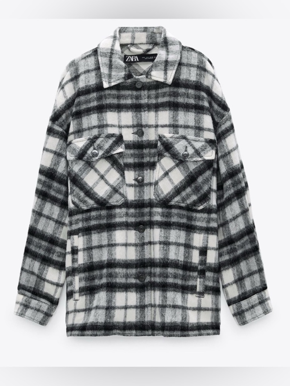 ZARA Black & White Plaid Overshirt Jacket Shacket